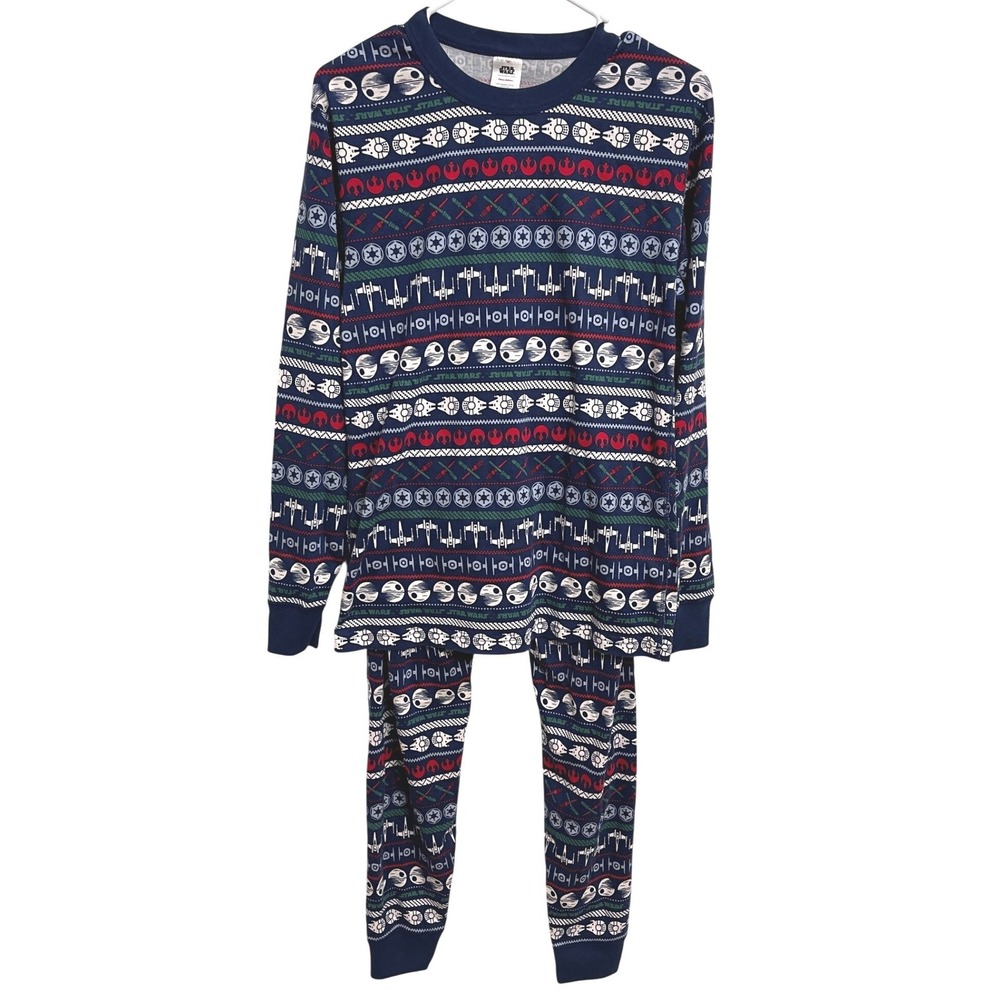 Hanna Anderson Star Wars Fair Isle Holiday Organic Cotton Pajama Set Womens M